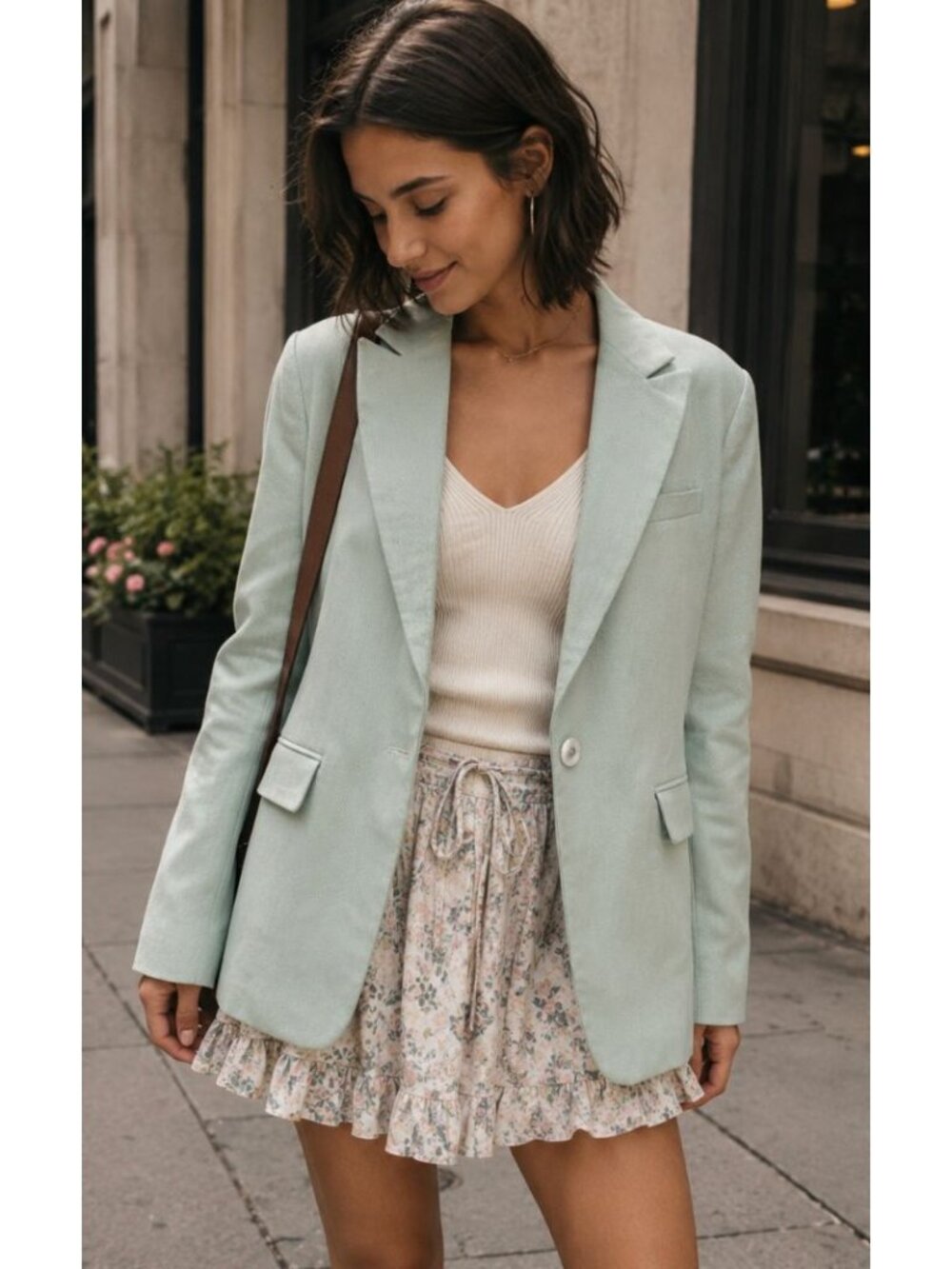 NWT Rag & Bone Light Blue Multi Rylee Houndstooth Blazer 4 Wool Quiet Luxury